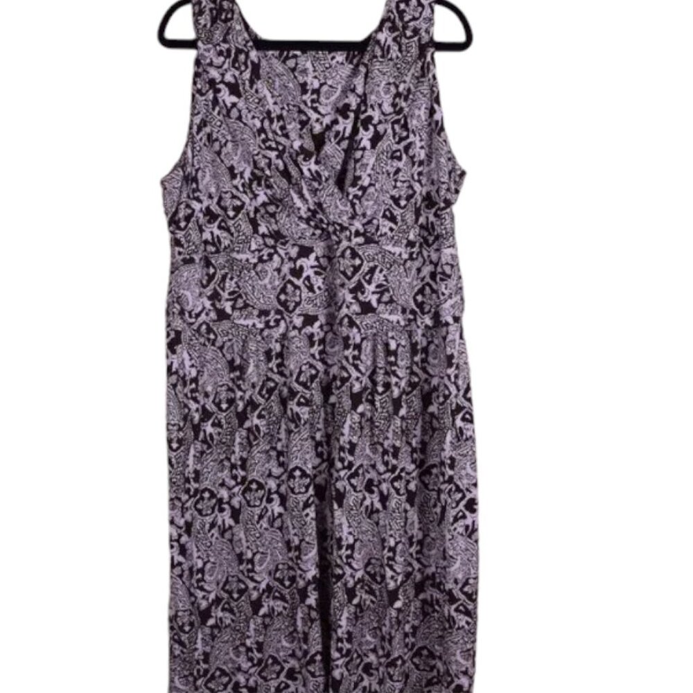 Women's Talbots Brown & White Tribal Print Sleeveless Midi Dress - Size 3X